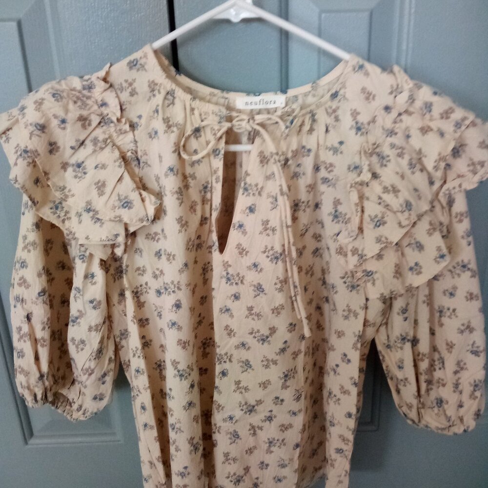 Neuflora Sierra Blouse Blue Floral Small